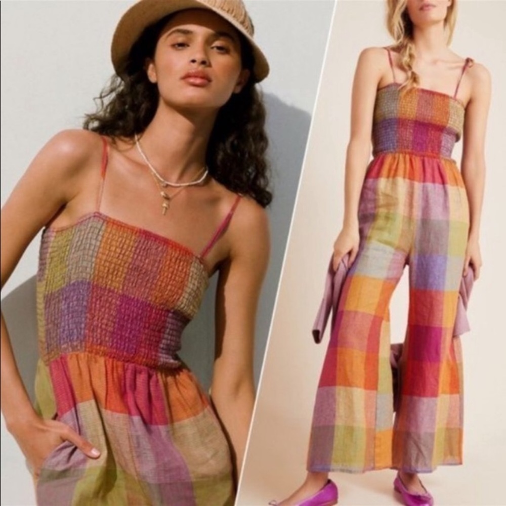 Anthropologie Multicolor Plaid Jumpsuit - Picture 3 of 15